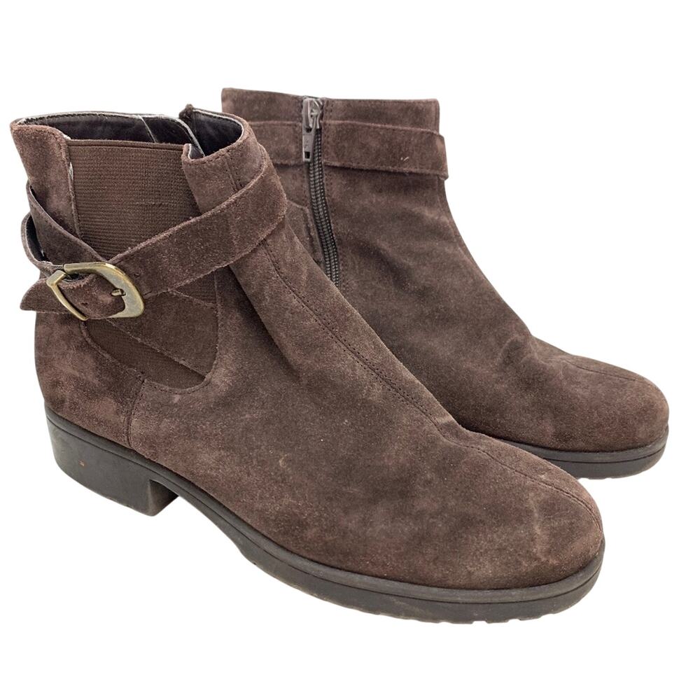 AEROSOLES Brown Suede Leather Womens Ankle Booties Shoes NOTEBOOK sz 6